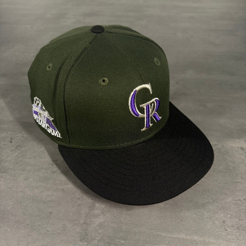 Hat Club Colorado Rockies New Era Cap 7 1/4 Olive Army‎ Green Black 2 Tone Patch
